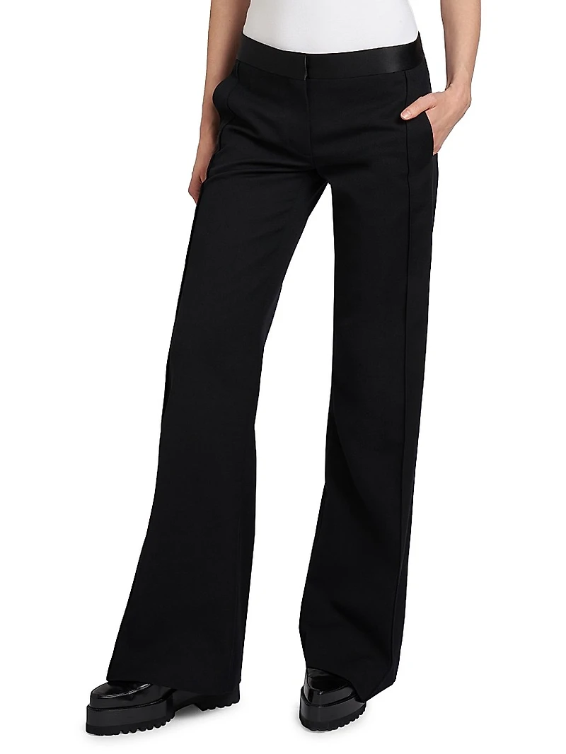 Low-Rise Satin-Trim Trousers