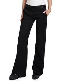 Low-Rise Satin-Trim Trousers