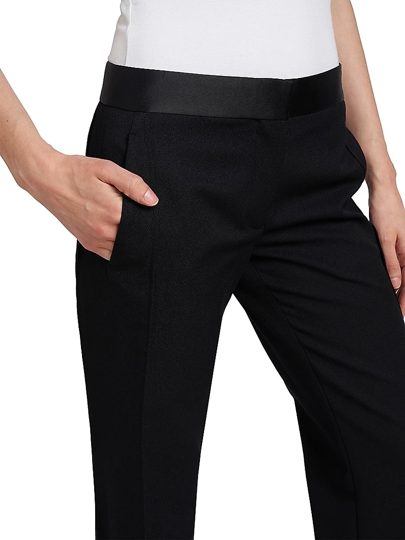Low-Rise Satin-Trim Trousers