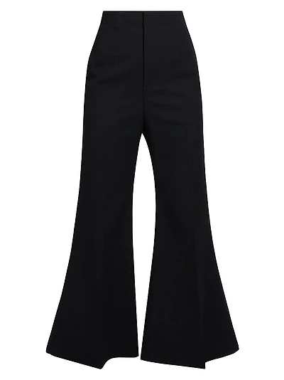 Wool-Blend Wide Leg Kick Trousers