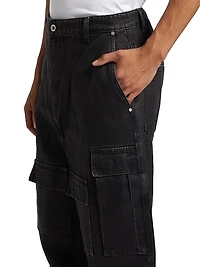 Waxed Cotton Wide-Leg Cargo Pants