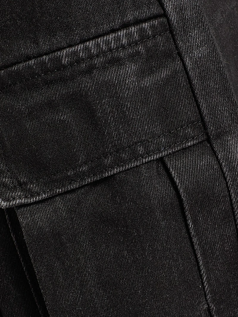 Waxed Cotton Wide-Leg Cargo Pants