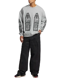 Waxed Cotton Wide-Leg Cargo Pants