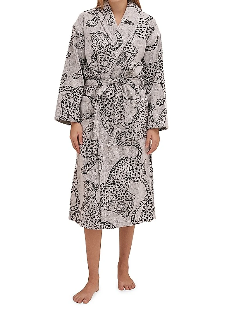 Cotton Jag Print Towel Robe