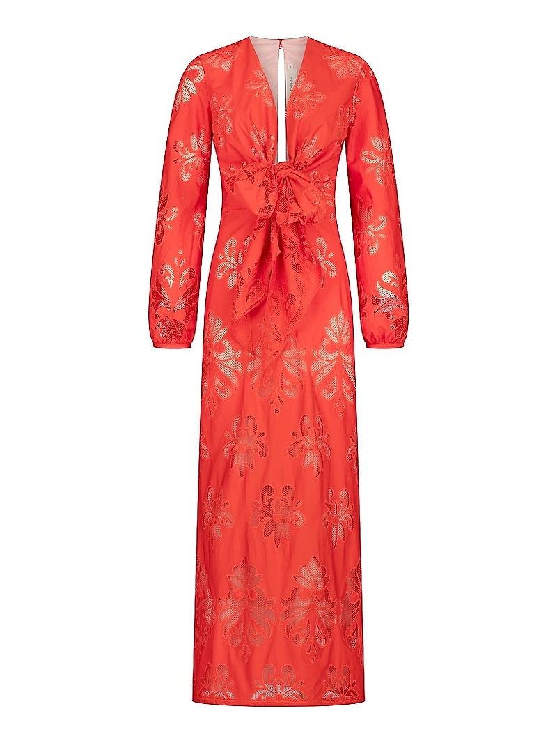 Battia Floral Cotton Tie-Waist Maxi Dress