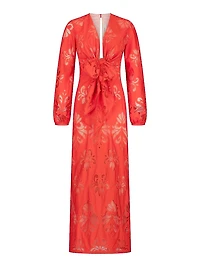Battia Floral Cotton Tie-Waist Maxi Dress