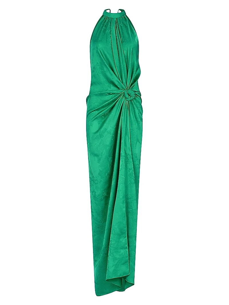 Tizziana Satin Tie-Waist Maxi-Dress