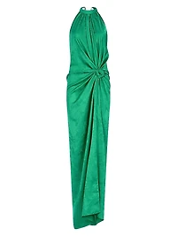 Tizziana Satin Tie-Waist Maxi-Dress