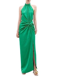 Tizziana Satin Tie-Waist Maxi-Dress