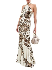 Raisa Abstract Halterneck Maxi-Dress