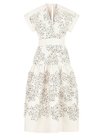 Metaponto Embroidered Floral Cotton-Blend Midi-Dress