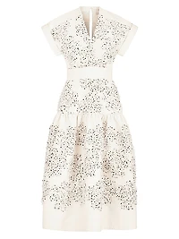Metaponto Embroidered Floral Cotton-Blend Midi-Dress