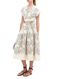 Metaponto Embroidered Floral Cotton-Blend Midi-Dress