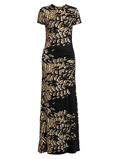 Yara Abstract Short-Sleeve Maxi-Dress