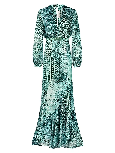 Remy Snake Print Stretch-Silk Maxi-Dress