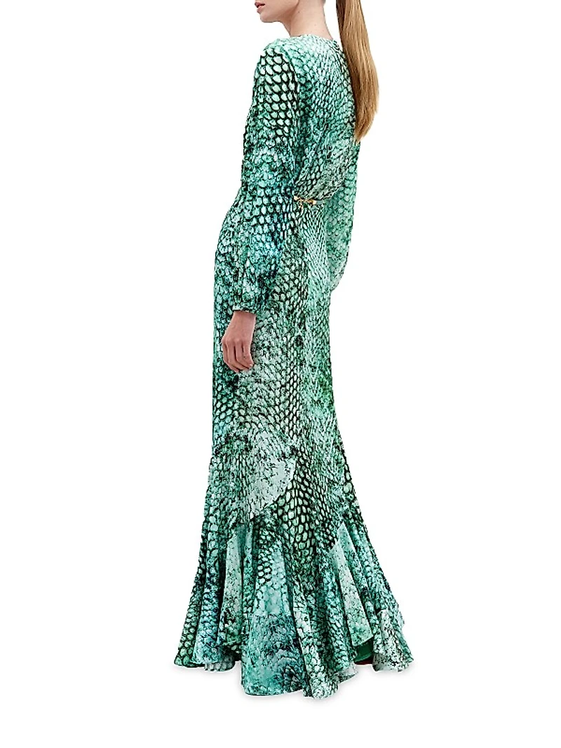 Remy Snake Print Stretch-Silk Maxi-Dress