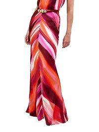 Laurina Abstract Satin Maxi-Skirt