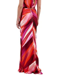 Laurina Abstract Satin Maxi-Skirt