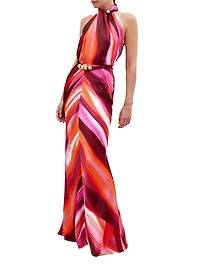 Laurina Abstract Satin Maxi-Skirt