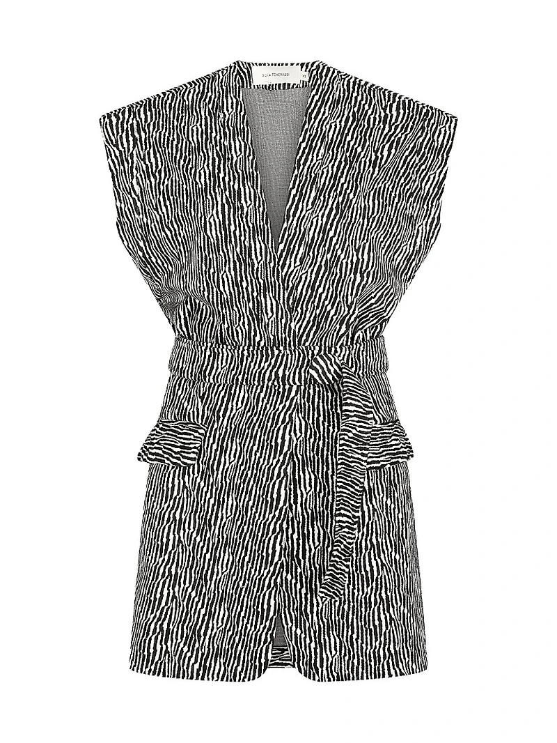 Galicia Abstract Tie-Waist Minidress