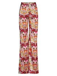 Andie Abstract Stretch-Silk Flared Pants