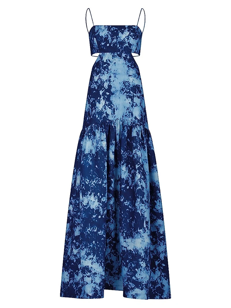 Shannon Abstract Linen Sleeveless Maxi Dress