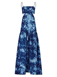 Shannon Abstract Linen Sleeveless Maxi Dress