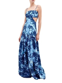 Shannon Abstract Linen Sleeveless Maxi Dress