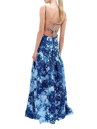 Shannon Abstract Linen Sleeveless Maxi Dress