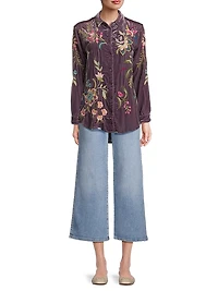 Julianna Embroidered Velvet Oversized Shirt