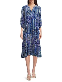 Yoka Floral Tiered Midi-Dress