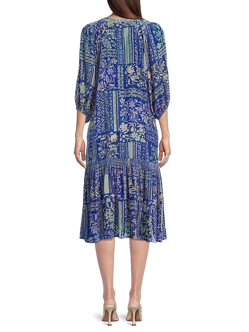 Yoka Floral Tiered Midi-Dress