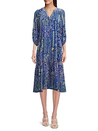 Yoka Floral Tiered Midi-Dress