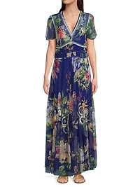 Mazzy Ruched Floral Maxi Dress