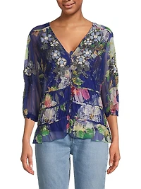 Mazzy Ruched Floral Blouse