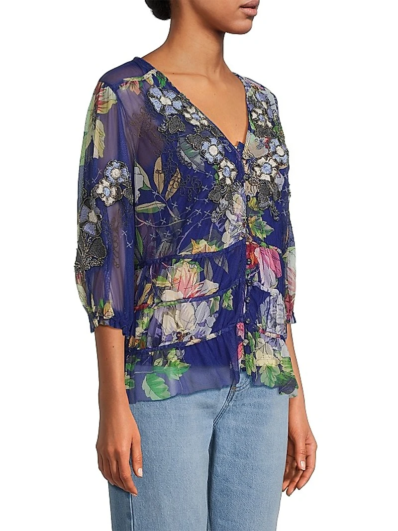Mazzy Ruched Floral Blouse