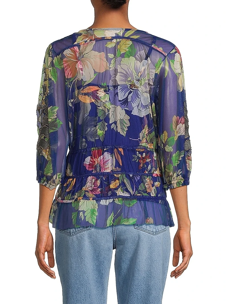Mazzy Ruched Floral Blouse