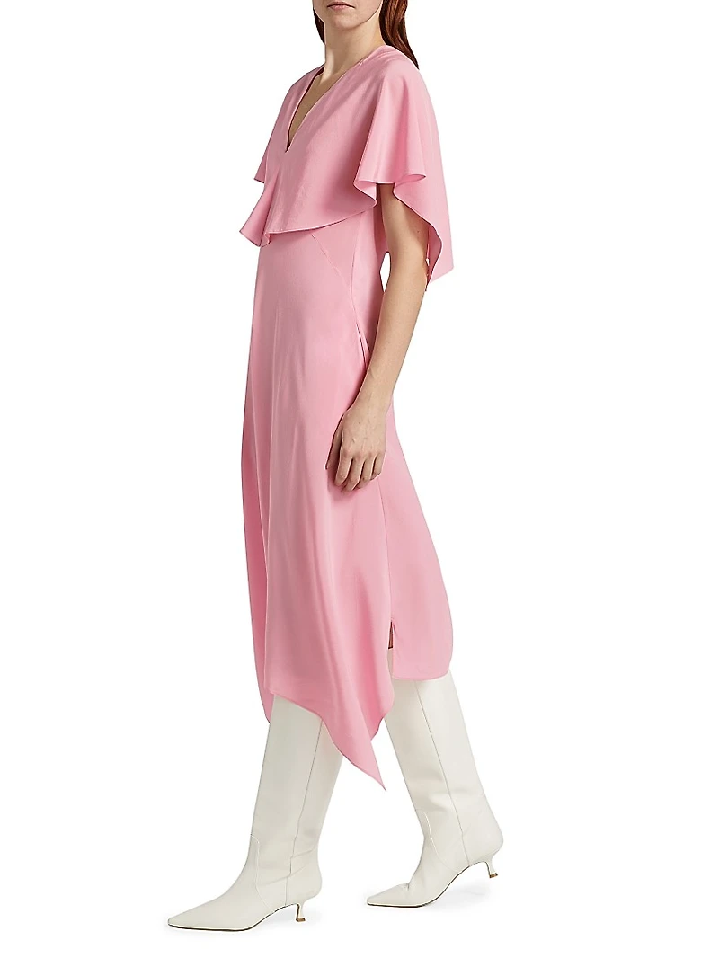Drape Silk Midi-Dress