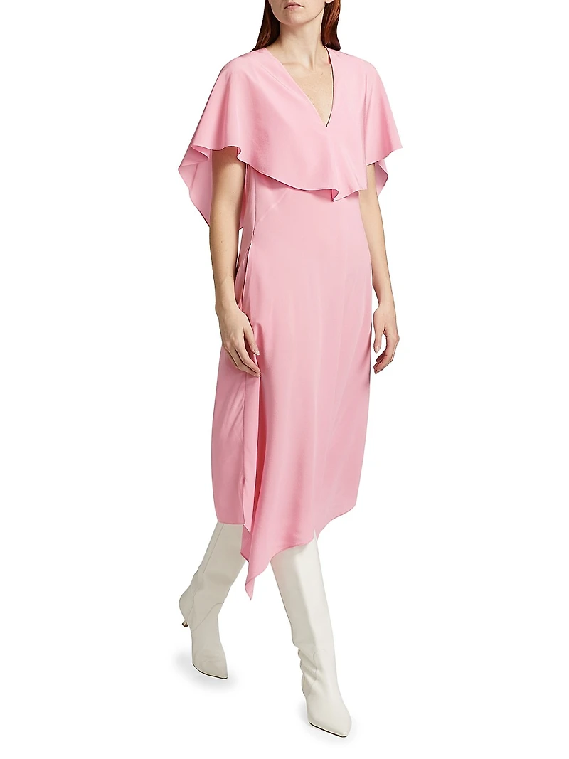 Drape Silk Midi-Dress