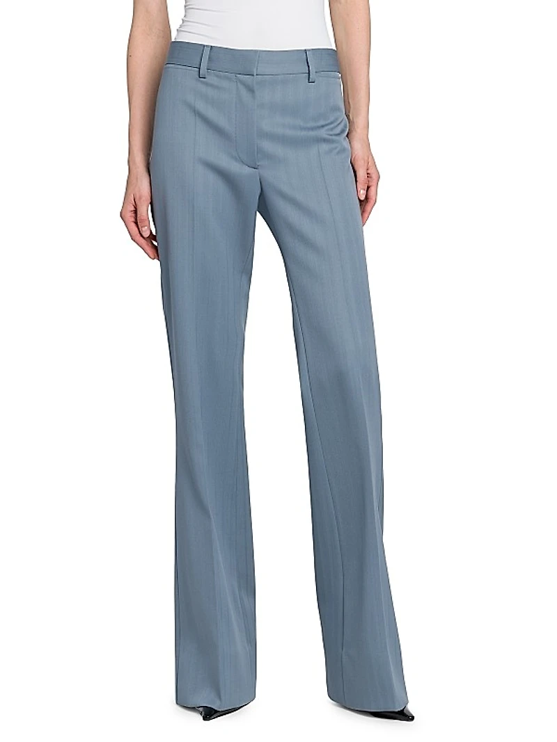 Striped Wool Flared Trousers