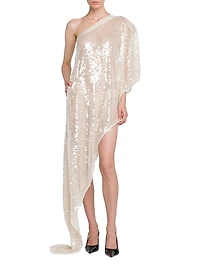 Sequined Ruffle Asymmetric Dress