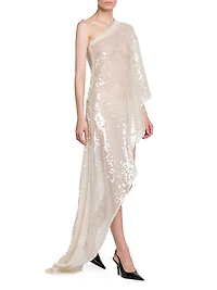 Sequined Ruffle Asymmetric Dress