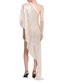 Sequined Ruffle Asymmetric Dress