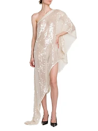 Sequined Ruffle Asymmetric Dress