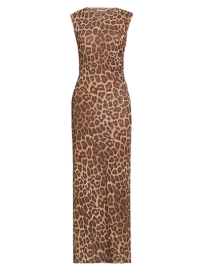 Leopard Mesh Sleevless Dress