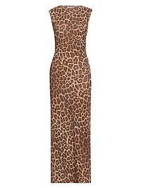 Leopard Mesh Sleevless Dress