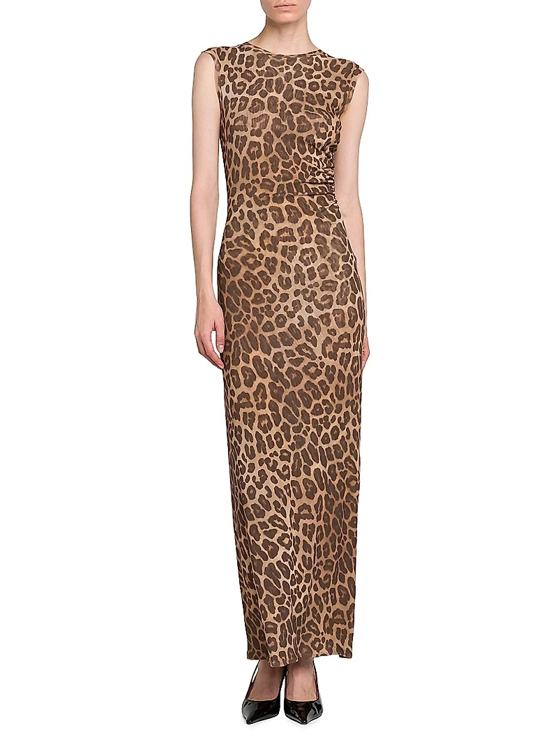 Leopard Mesh Sleevless Dress