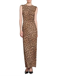 Leopard Mesh Sleevless Dress