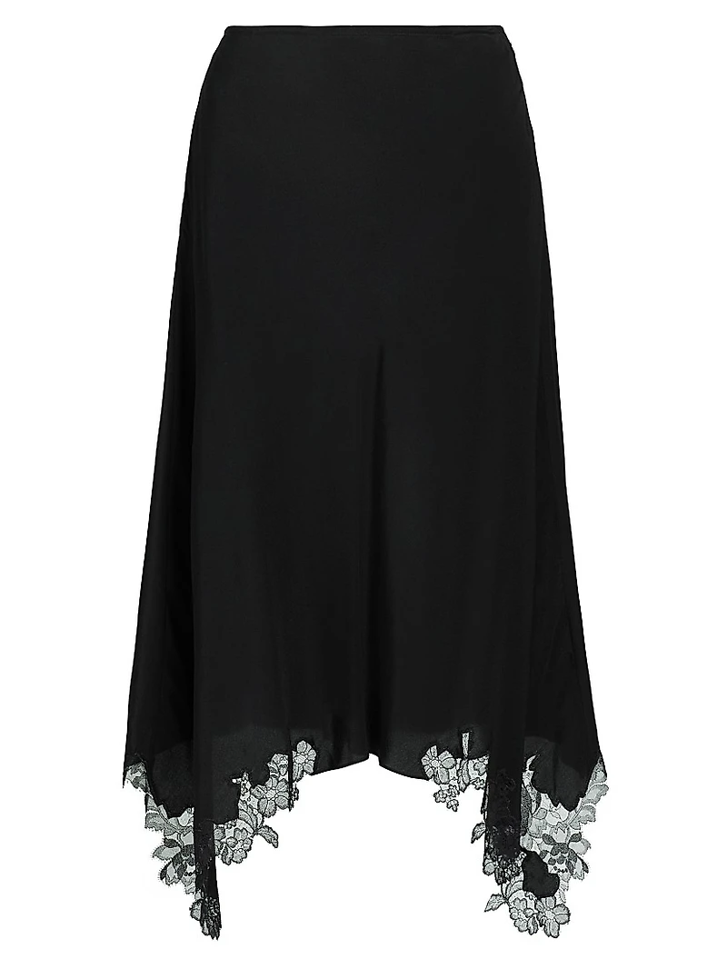 Lace-Trimmed Silk Skirt
