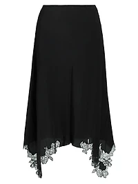 Lace-Trimmed Silk Skirt